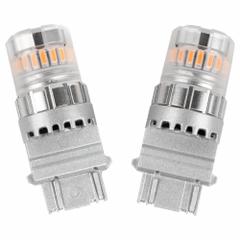 GROTE Compact LED Bulb: LED, Plastic Wedge Double Filament (W2.5x16q), (S) Sign, S8, 3157 NA, Amber (MPN 94853-4). Key specifications — Brand: GROTE; Voltage: 9 to 16V AC/DC; Bulb Shape: S8; Light Color: Amber; Trade Number: 3157 NA.