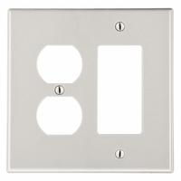 HUBBELL Wall Plate: Combo, 2 Gang, Almond, Midsize Size (MPN PJ826LA). Key specifications — Brand: HUBBELL; Material: Polycarbonate.