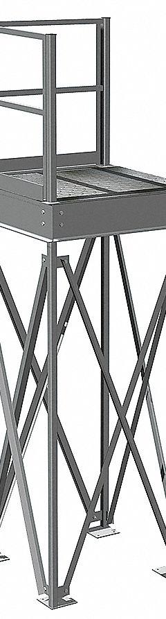 Mezzanine Landing: 152 in x 48 in x 48 in, Assembled, 48 in x 48 in, For 9.2 ft Mezzanine Ht (MPN PK-LND44). Key specifications — Finish: Polyurethane Acrylic Enamel; Includes Guardrails: Yes; Material: Steel; Brand: PORTA-KING.