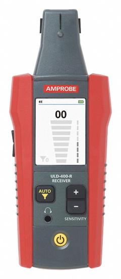 AMPROBE Ultrasonic Leak Detector: Ultrasonic Leak Detector, CE Certified, 90 kHz Max Freq Response (MPN ULD-410). Key specifications — Brand: AMPROBE; Includes: PB-1 Power Parabola.