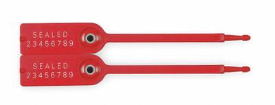 TYDENBROOKS Tote Seals: Red, 3 in Strap Lg, 11/16 in Strap Wd, Hot Stamped