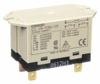 OMRON Enclosed Power Relay: Surface (Top Flange) Mounted, 25 A Current Rating, 24V DC, DPST-NO (MPN G7L-2A-TUBJ-CB-DC24). Key specifications — Brand: OMRON; Base Type: Square; Contact Rating (AC): 25 A @ 220V; Mounting Style: Top Flange; Electrical Connection: Quick-Connect; Manufacturer Part Number: G7L-2A-TUBJ-CB-DC24; Operating Current: 25 A; Series: G7L Series.