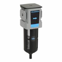 WILKERSON Filter: Particulate, 1/4 in NPT, 5 micron, 50 scfm, 150 psig Max Op Pressure, Plastic Bowl (MPN F18-02-SG00B). Key specifications — attr110055: 18; attr110008: WILKERSON.