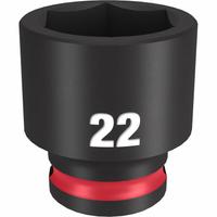 MILWAUKEE Standard Impact Socket: 3/8 in Drive Size, Metric, 22 mm Socket Size, 6-Point, Std (MPN 49-66-6145). Key specifications — attr1215501: MILWAUKEE; attr1215515: Black Phosphate; attr1215518: 22 mm.