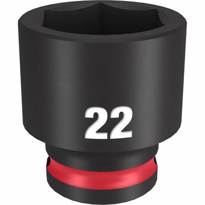 MILWAUKEE Standard Impact Socket: 3/8 in Drive Size, Metric, 22 mm Socket Size, 6-Point - 3/8" Drive Impact Sockets