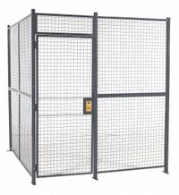 WIRECRAFTERS Partition Cage: 8 ft W x 8 ft D 8 ft H, Gray, 4 Sides, Enamel, Without Ceiling Panel (MPN 884). Key specifications — attr1283235: Yes; attr1283272: WIRECRAFTERS; attr1283268: Complete Wire Security Cages; attr1283246: Keyed Different Cylinder; attr1283240: In; attr1283243: Yes; attr1283245: Hinged; attr1283254: No.
