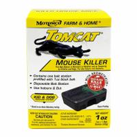 TOMCAT Bait Station: Box Trap, Box, 1 oz Container Size, Bromethalin, Blocks, 3 3/4 in Overall Ht (MPN 22605). Key specifications — Reusable: No; Material: Polycarbonate; Brand: TOMCAT; Container Type: Box; Form: Blocks; Includes: 1 oz Block of Bait; Active Ingredients: Bromethalin.