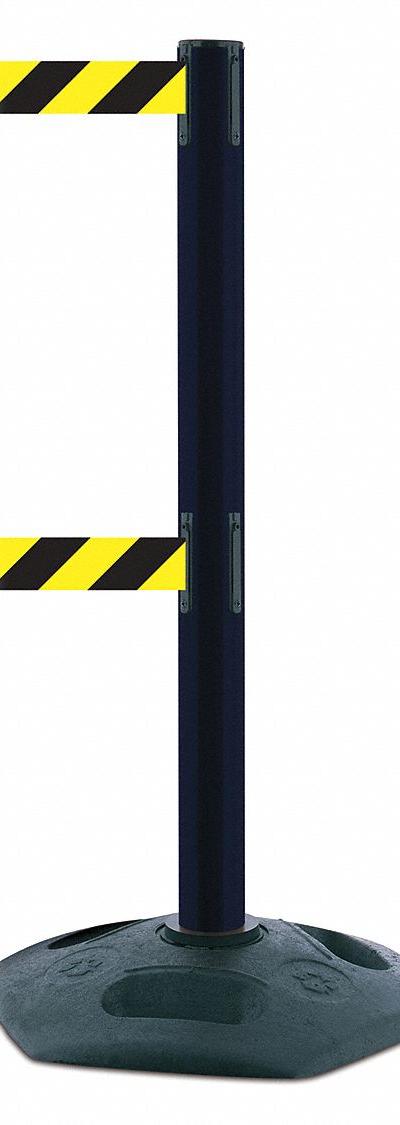 TENSABARRIER Barrier Post with Belt: Black/Yellow - Pattern Retractable Belt Post Barriers