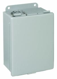 HOFFMAN Enclosure: Steel, 6 in x 4 in x 3 in, NEMA 12/13, Solid Cover, Clamp On (MPN A604LP). Key specifications — Brand: HOFFMAN; Closure Method: Clamps; Knockouts: Not Included.