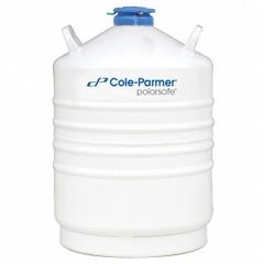 COLE-PARMER Cryogenic Dewar: 20 L Capacity, 15 1/2 in Overall Dia, 25 7/8 in Overall Ht, Aluminum (MPN 4426065). Key specifications — Brand: COLE-PARMER; Material: Aluminum; Includes: Smart Caps; Included Safety Features: Lockable.