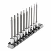 TEKTON Socket Bit Set: 1 - 25 Pieces, 1/4 in Drive Size, 10 Pieces, T6 to T30 Tip Size Range, Torx (MPN SHB90109). Key specifications — attr1216280: Fixed Insert; attr1216283: TEKTON; attr1225718: T6 to T30; attr1227491: 1/4 in.