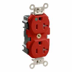 LEVITON Wide Body Duplex Receptacle: Hospital Grade, Duplex, 5-20R, Red, 125V AC, 20 A (MPN M8300-SGR)