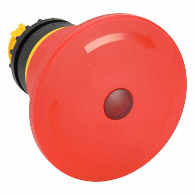 EATON Mushroom Head Push Button: Red, 22 mm Mounting Size, Non-Metallic - Illuminated Mushroom-Head Push-Button Operators