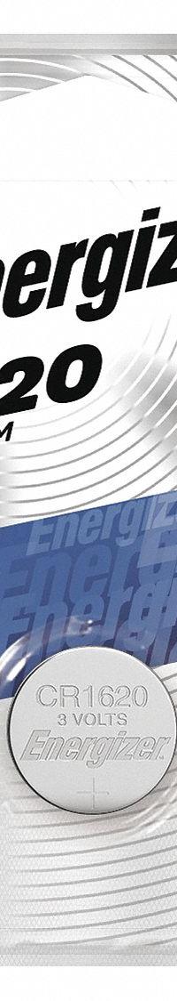 ENERGIZER Coin Cell Battery: 1620 Battery Size, Lithium / Manganese Dioxide, 81 mAh Capacity, 3V DC (MPN ECR1620BP). Key specifications — Voltage - Batteries: 3V DC; Battery Chemistry: Lithium / Manganese Dioxide; Product Type: Coin Cell Battery; Battery Size: 1620; Brand: ENERGIZER; Voltage - Subhead: 3V DC.