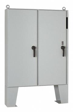 HOFFMAN Enclosure: Steel, 60 in x 49 in x 12 in, NEMA 12, Solid Cover, Hinged (MPN A60X4912LPFTC). Key specifications — Brand: HOFFMAN; Closure Method: Handle; Knockouts: Not Included.