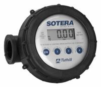 SOTERA Electronic Flowmeter: Digital Meter, Antifreeze/Fertilizers/Oils/Pesticides/Petroleum Fluids (MPN 825D075BSPPS). Key specifications — Display Type: Digital; Brand: SOTERA; O-Ring Material: Viton; Accuracy: +/-0.5%; Seal Material: Viton; Unit Of Measure: Liters.