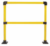 HOLLAENDER Handrail Section: Toe Board Not Included, 5 in x 5 in, Floor Mounted Rail Mounting, Round (MPN 50221). Key specifications — Product Type: Handrail Section; Brand: HOLLAENDER; Color: Black; Handrail Shape: Round; Material: Steel; Number of Rail Levels: 2; Rail Mounting Style: Floor Mounted.