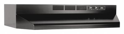 BROAN Range Hood: Recirculation, 30 in Wide, Black, Steel Housing, 0 sones, 2 Speeds - Residential Recirculation Hoods