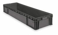 BUCKHORN Straight Wall Tote: 18 gal, 48 in x 15 in x 7 1/2 in, Stacking Capable, 6 7/8 in Inside Ht (MPN SW4815080201000). Key specifications — Material: Plastic; Stackable: Stacking Capable; Brand: BUCKHORN.