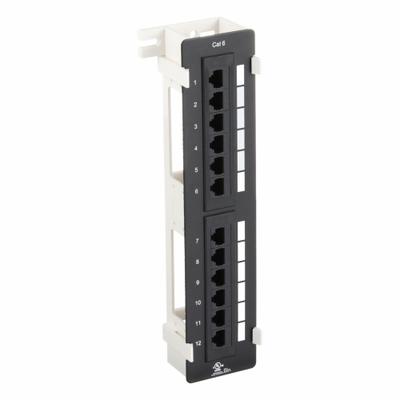 MONOPRICE Patch Panel: 12 Ports, Flat - Vertical-Mount, 110 IDC - Wall-Mount Punchdown RJ45 Patch Panels