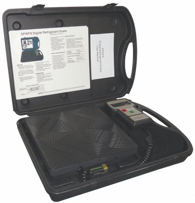 APPROVED VENDOR Charging Scale: 200 lb Max, Built-In Display, 9 in W x 9 in L - Electronic Refrigerant Scales
