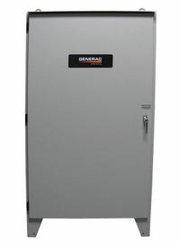 GENERAC Automatic Transfer Switch: Three Phase, 800 A Current Rating, 120/240V AC, Steel, 3R, RTS (MPN RTSN800J3). Key specifications — Enclosure Material: Steel; Lockable: Yes; Rated Voltage: 120/240V AC; Brand: GENERAC; Compatible with Series: RTS; Service Rated Transfer Switch: No.