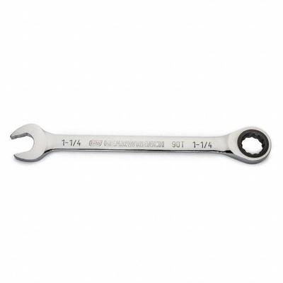 GEARWRENCH Combination Ratcheting Wrench: Alloy Steel, Full Polish Chrome, 1 1/4 in Head Size - SAE 12-Point Ratcheting Combination Wrenches
