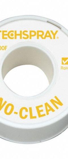 TECHSPRAY Desoldering Braid: No-Clean Flux, # 2, 0.055 in, 100 ft, Yellow, Std (MPN 1815-100F). Key specifications — Color: Yellow; Brand: TECHSPRAY; Manufacturer Part Number: 1815-100F.