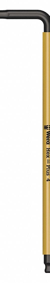 WERA Hex Key: 1 Ball Ends, 4 mm Tip Size, Metric, Long, Alloy Steel, Black Oxide, 5 3/8 in Handle Lg (MPN 05022608001). Key specifications — attr1205521: WERA; attr1205526: Black Oxide.