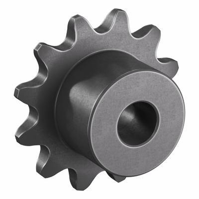 TSUBAKI Sprocket: One-Sided Hub, For Single Strands, 25, 12 Teeth, 0.966 in Pitch Dia - Size 25 Plain-Bore Roller Chain Sprockets