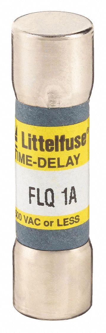 LITTELFUSE Fuse: FLQ Series, Midget, Time-Delay, 1 A, 500 V AC, 300 V DC - Time-Delay Cylindrical Fuses