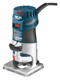 BOSCH Router: Compact, Fixed Base, 1 hp, Variable Speed, 35,000 RPM, 1/4 in Collet, Palm Grip (MPN PR20EVS). Key specifications — attr326433: Soft-Start; attr241172: Router; attr217717: 120V AC; attr217680: BOSCH.
