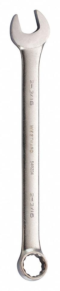 WESTWARD Combination Wrench: Alloy Steel, Satin, 2 3/16 in Head Size, 26 3/8 in Overall Lg, Offset (MPN 54RZ04). Key specifications — attr309539: 2-3/16 in; attr309567: No; attr324930: WESTWARD.