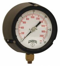 WINTERS Process Pressure Gauge: 0 psi to 300 psi, White, 4 1/2 in Dial, 1/4 in NPT Male, Bottom, PPC (MPN PPC5087-G-SG.). Key specifications — Brand: WINTERS; Pointer Color: Black; Accuracy: ±0.5%; Dial Color: White; Gauge Wetted Parts: Brass / Bronze; Case Material: Phenolic; Vibration Resistance Properties: Liquid-Filled; Pressure Range: 0 psi to 300 psi.