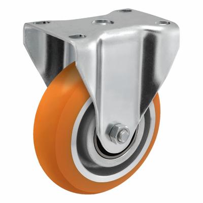 COLSON Caster: Rigid, No Brake, Polyurethane, 4 in Wheel Dia, 1 1/4 in Wheel Wd - Medium-Duty Plate Casters