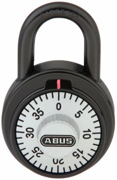 ABUS Combination Padlock: Dial Combo, Black, Steel, Std Shackle, Steel Shackle (MPN 78/50). Key specifications — Dial Color: White; Brand: ABUS.