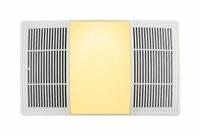 Exhaust Fan: Ceiling, 113 cfm Max, 2 sones, Humidity Sensor, 1 Speed, Integrated LED Module (MPN BHFLED110). Key specifications — Brand: BROAN; Primary Lighting Technology: LED; Nameplate Voltage: 120V AC; Primary Light Type: Integrated LED Module; Sensor Type: Humidity; Duct Shape: Round; Heater: With Heater; Heater Type: Heating Coil.