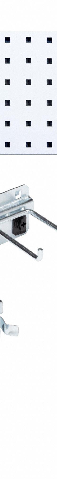 TRITON PRODUCTS Pegboard Strip Kit: Square, 3/8 in Peg Hole Size, 48 in x 31 1/2 in x 9/16 in, Steel (MPN LBS31T-WHT). Key specifications — Material: Steel; Finish: Epoxy Coated; Peg Hole Shape: Square; Includes: Extended Spring Clips; Color: White; Brand: TRITON PRODUCTS.