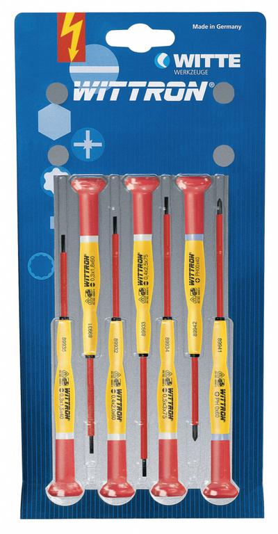 WITTE Insulated Precision Screwdriver Set: 1-10 Pieces, 7 Pieces, Phillips/Slotted Tip - Insulated Precision Screwdriver Sets