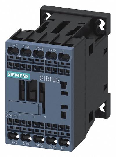 Siemens Control Relay: DIN-Rail & Surface Relay Mounting, 120V AC Coil Volt, 3NO/1NC - Combination DIN-Rail & Surface-Mounted Relays