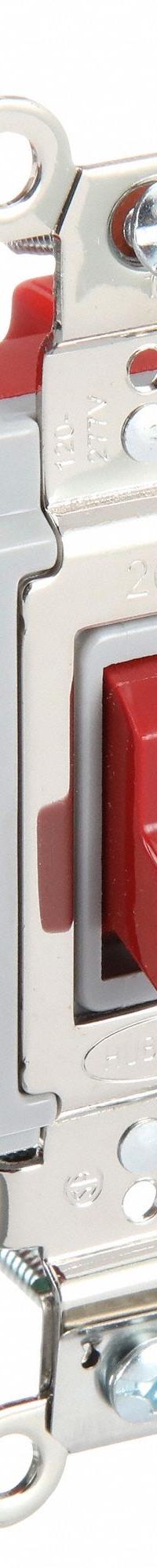 HUBBELL Wall Switch: Toggle Switch, 4-Way, Maintained, Red, 120/277V AC, 20 A (MPN HBL1224R). Key specifications — Illuminated: No; Voltage Rating: 120/277V AC.