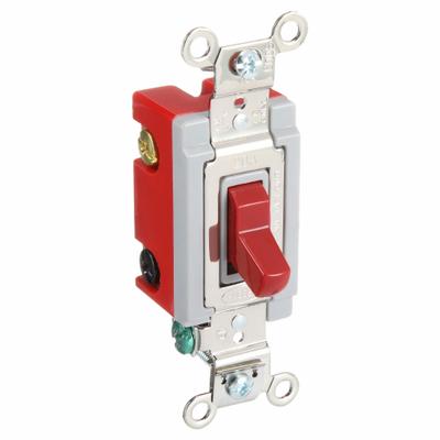 HUBBELL Wall Switch: Toggle Switch, 4-Way, Maintained, Red, 120/277V AC - Toggle Wall Switches