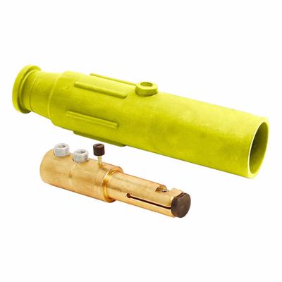 LEVITON Single Pole Inline: Male, Yellow, 600V AC/600V DC, 600 A, Double Set Screw Termination - Plugs with Set Screw Terminations