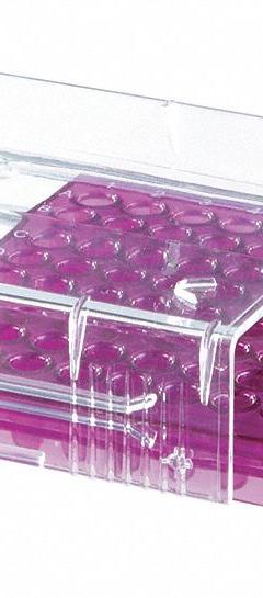 Tube Rack: Polycarbonate (Lid), Purple, (96) Wells, 96 Compartments, Benchtop (MPN 120541). Key specifications — Material: Polycarbonate (Lid); Mounting Location: Benchtop; Color: Purple; Product Type: Test Tube Rack; Total Holding Capacity: (96) Wells; Brand: HEATHROW SCIENTIFIC.