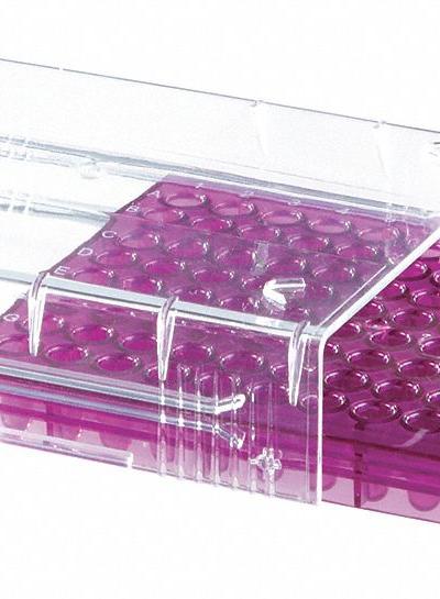HEATHROW SCIENTIFIC Tube Rack: Polycarbonate (Lid), Purple, (96) Wells, 96 Compartments, Benchtop - Lab Storage Racks