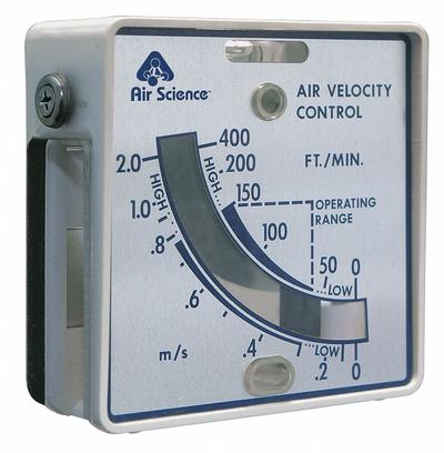 AIR SCIENCE Airflow Meter: 5 in Overall Lg, 4 in Overall Wd, ABS Plastic - Fume Hood Airflow Monitors