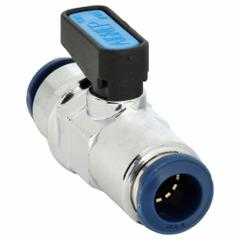 AIGNEP USA Manual Two-Way Ball Valve: 3/8 in, Nickel-Chrome Plated Brass, Straight, Push x Push (MPN 86320-06-06). Key specifications — Brand: AIGNEP USA; Handle: Wedge.