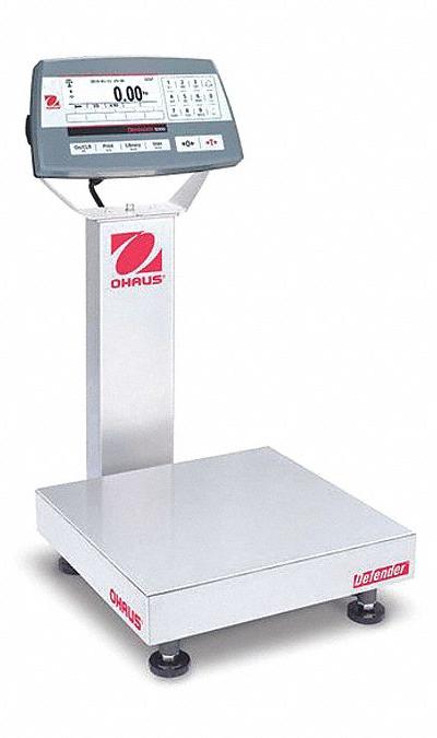 OHAUS Industrial Bench Scale: 12 in x 12 in - Bench Scales with Column-Mounted Indicator