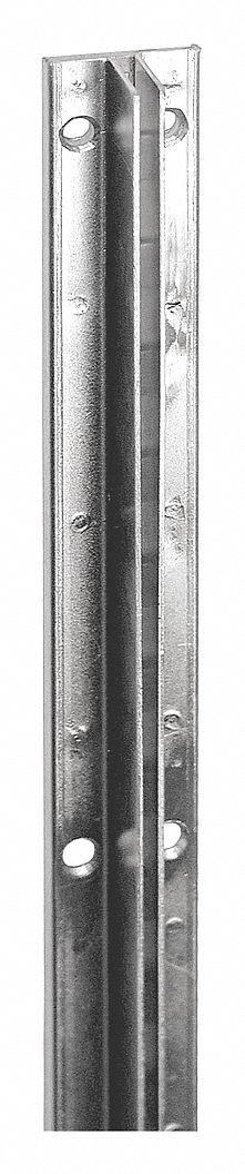 ECONOCO Single Slotted Standard: Single, 1 in Slot Spacing, 1/2 in Slot Lg, Zinc-Plated, 17 ga Gauge (MPN SSRB-11Z10). Key specifications — Product Type: Slotted Standard; Color: Silver; For Display Type: Recessed Mount Slotted Standards; Material: Steel; Duty Rating: Heavy Duty; Brand: ECONOCO; Finish: Zinc-Plated; Mounting Type: Screw-In.