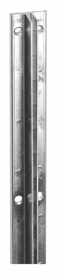 ECONOCO Single Slotted Standard: Single, 1 in Slot Spacing, 1/2 in Slot Lg, Zinc-Plated, 17 ga Gauge (MPN SSRB-11Z10). Key specifications — Product Type: Slotted Standard; Color: Silver; For Display Type: Recessed Mount Slotted Standards; Material: Steel; Duty Rating: Heavy Duty; Brand: ECONOCO; Finish: Zinc-Plated; Mounting Type: Screw-In.
